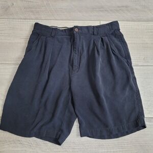 Tommy Bahama 100% Silk Pleated Shorts Men's 35 (34x9) Blue Golf Casual Resort
